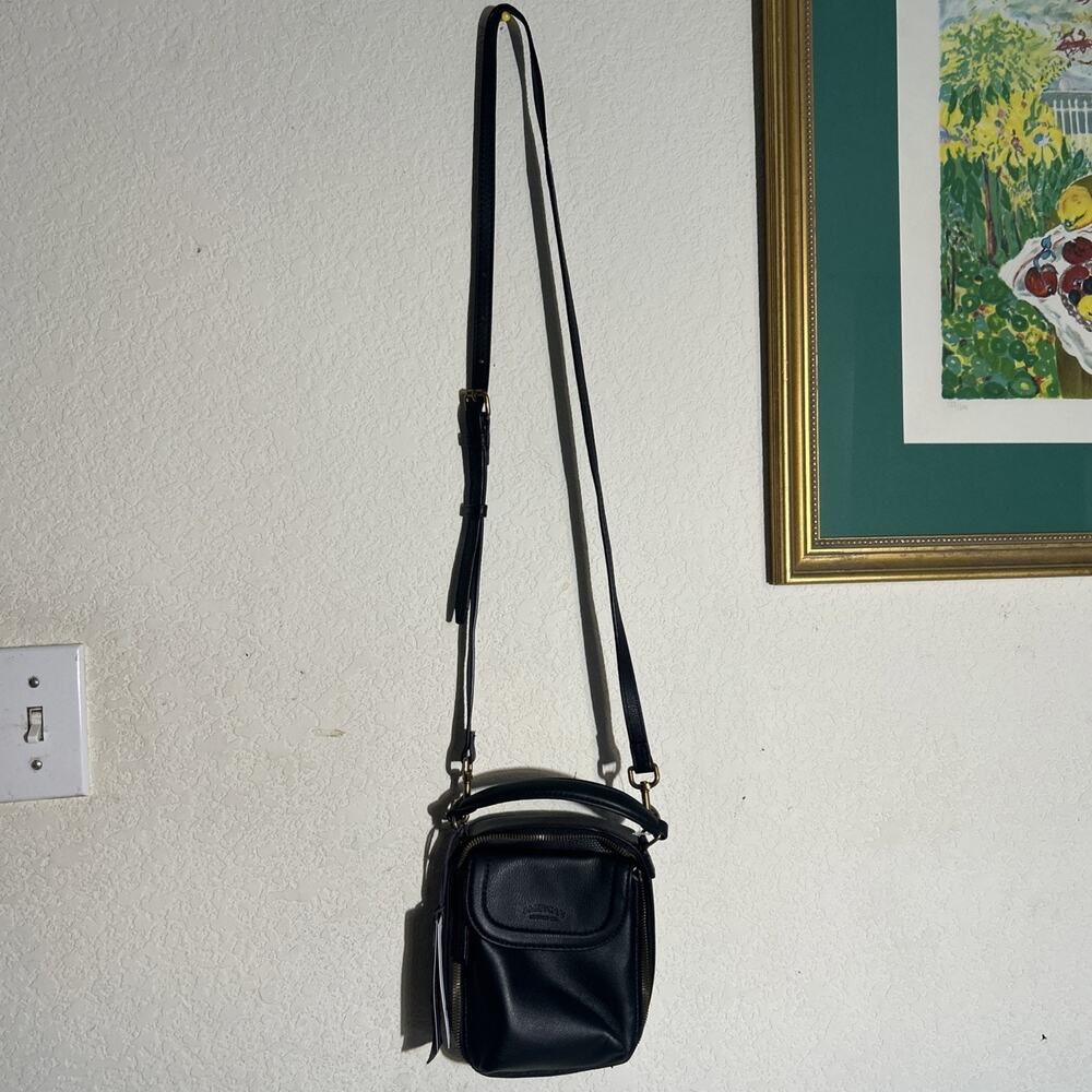 American Leather Co. Tribeca Crossbody Genuine Leather Hand Bag BLACK NWT $145